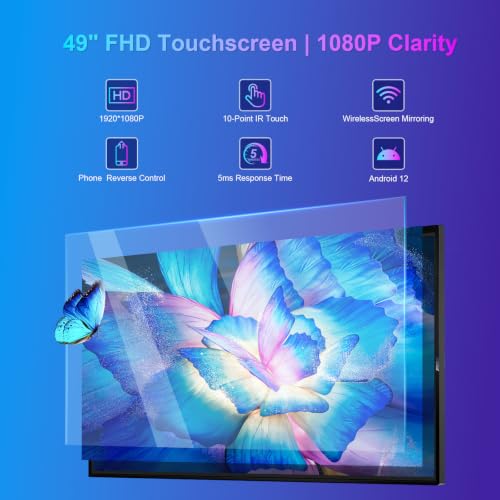Image of 49 Inch Streaming Monitor 1080p Android 12, RK3588 Octa 8+64GB, IR Touch, Eshare Cast+Reverse, Whiteboard, USB Player, Wall /Stand Mount, Studio /Conf /Class (Board Only)