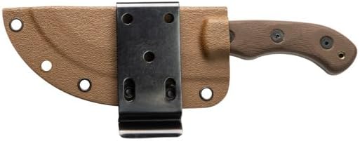 Tops Knives Tom Brown Tracker #4 Full Tang Fixed Blade- Coyote Tan Coating Blade Finish- Coyote Tan Kydex Sheath w/Multi-Position Spring Steel Clip (Green Canvas Micarta Handle)