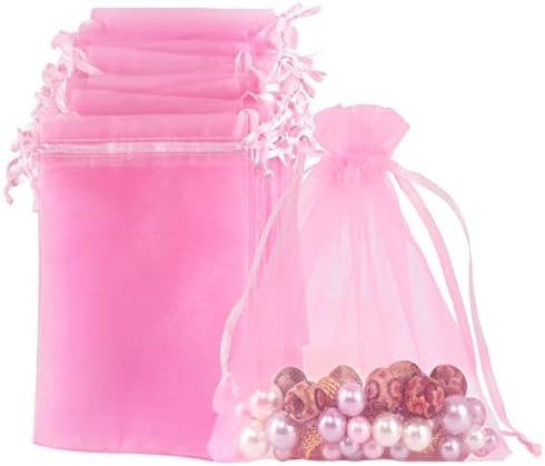 50Pcs Organza Gift Bags Jewellery Pouches, 9x12cm Black Mesh Candy Favour Bag for Wedding Party Favors Festival Game Drawstring Pouch