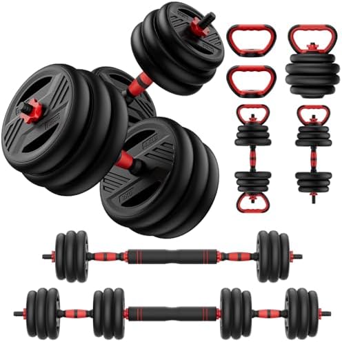 Adjustable Dumbbell Set, 20/30/45/70/90lbs Free Weight Set With D...