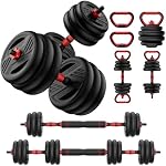 Adjustable Dumbbell Set, 45lbs Free Weights Set With Upgraded Nut,5 in1 Dumbbells Set Used as Kettlebells, Barbell, Push up Stand, Weight Plate, Fitness Exercise for Home Gym Suitable Men/Women