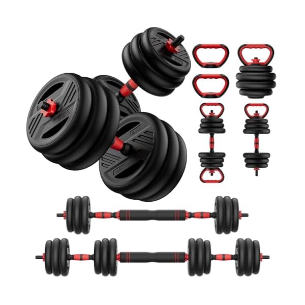 Adjustable Dumbbell Set, 20/30/45/70/90lbs Free Weight Set With Double Locknut, 5-in-1 Dumbbells Set Includes Barbell, Kettlebells, Push up Stand, Weight Plate, Fitness Exercise for Home Gym Suitable Men/Women