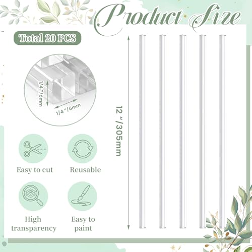 Image of Junkin 20 Pcs 1 /4 inch X 1 /4 inch X 12 inch Acrylic Square Rods