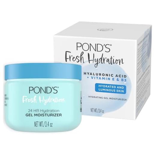POND’S Fresh Hydration Gel Face Moisturizer, 24HR Hydration with Hyaluronic Acid, Vitamin E & B3 Niacinamide, Alcohol-Free, Oil-Free, Dermatologist Tested, 3.4 oz
