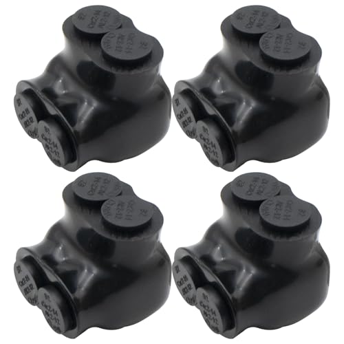 AIRTAK Insulated Multi Cable Connectors Single Entry 2 Port Splice Electrical Power Connector Black Interconnect Terminals Pre Filled (2-14 AWG Wire Range) 4PCS