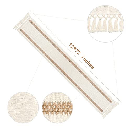 Kadyhoom Burlap Table Runner 72 Inches, Boho Table Runner For Farmhouse Decor Boho Decor, Coffee Table Runner With Tassel For Holiday/Wedding/Party/Farmhouse/Kitchen/Dining Table Decor #TOP7