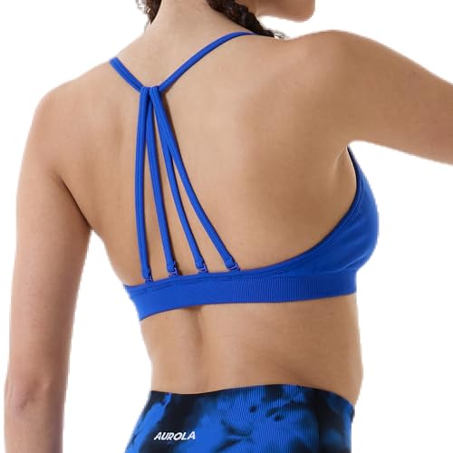 Image of AUROLA Mercury Workout Sports Bras Women Athletic Removable Padded Backless Strapy Minimal Crop Top