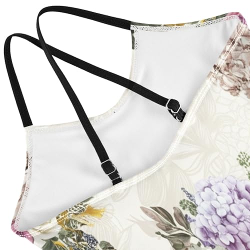 Vintage Watercolor Roses Kids Swim Suit with Adjustable Shoulder Strap, Beach Bathing Suit, 3-104