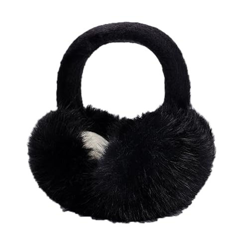 Girl Winter Earmuff Furry Faux Fur Foldable Ear Muff Women Fashion Outdoor Ear Cover Warmer (black)