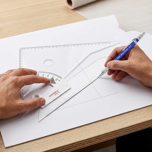 Image of Isomars Draftex 2B Mechanical Pencil Set - 0.5mm & 2mm Blue Technical Pencils with Graphite Leads & Erasers | Drafting, Drawing, Sketching, Engineering & Writing Set of 2