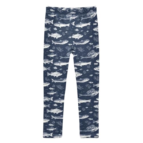 Girls Leggings Soft Toddler Ankle Length Bottoms Fish Kids Dance Yoga Pants 4-10 Years