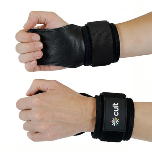 CULT Folding Open Gym Training Gloves & Hand Grips for Men & Women | Lightweight Half Finger Exercise Gloves for Home Workout, Calisthenics & Fitness Gym – Free Size