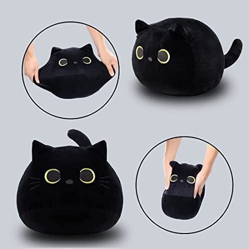 Pochita 3D Black Cat Plush Stuffed Animal Toy Pillow, Fat Black Cat Stuffed Animal Cat Plushie, Kawaii Pillows Cat Pillow Kawaii Cat Shape Design Lumbar Back Cushion Decoration #TOP6