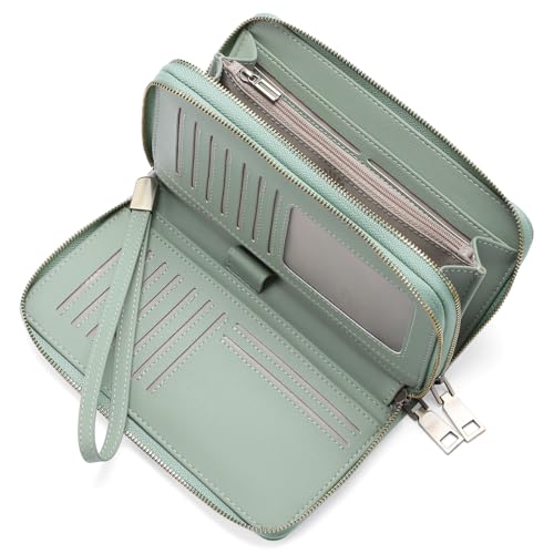 GAEKEAO Leder Portemonnaie Damen - Gross mit Vielen Fächern und Münzfach