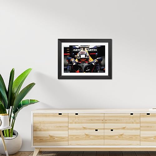 Image of TenorArts Max Verstappen Poster F1 Driver Posters Formula One Photo Frame Painting with Matt Finish Black Texture (12 inches x 9inches)