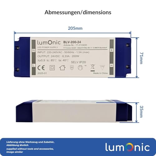 Transformateur LED 24V 200W bloc alimentation 220V input Lumonic - 2