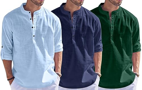 Image of Combo of Men Solid Cotton Blend Straight Kurta Shirt Pack of 3