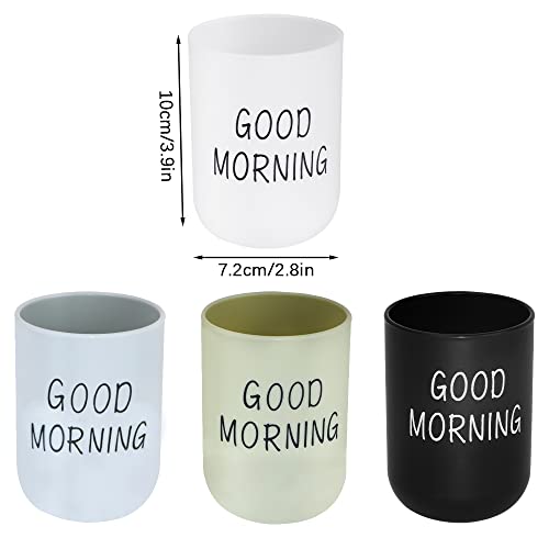 Sitake 4 Pcs Bathroom Tumblers Cups, Unbreakable Reusable Toothbrush Holders, Eco-Friendly Plastic Drinking Cups For Water, Coffee, Milk, Juice, Tea(4 Colors) #TOP1