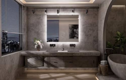TETOTE 42 x 36 Inch LED Mirror Backlit Bathroom,Anti-Fog Mirror with Light,Dimmable,CRI90+,IP54 Water Proof,Wall Mounted Vanity Lighted,Horizontal/Vertical by TETOTE - Image 9