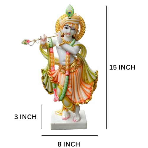 Image of Marble Beautifully Handicraft & Design Lord Krishna Idols Statue Murti (Design-6)