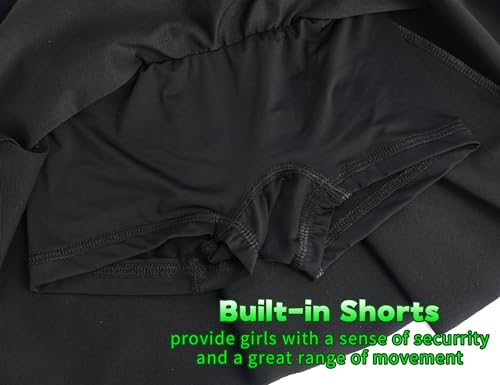 Image of Gnainach Girls Skorts High Waist Athletic Skirts with Shorts Stretchy Activewear for Teens Kids Performance Tennis
