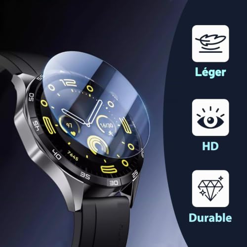 4 Pièces Verre Trempé Compatible avec Huawei Watch GT4 46mm , Protecteurs d'Écran Haute Définition, Anti-Rayures, Installation Sans Bulles, Clarté HD, Dureté 9H, Transparence et Sensibilité Tactile – vue 5