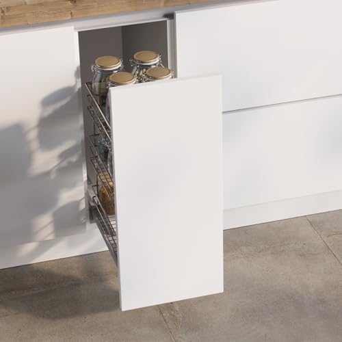 Emuca - Carrello Estraibile Supra Fissaggio Inferiore, Chiusura Softt, Per Moduli Di Cucina Di 300Mm, Acciaio, Cromato - 6