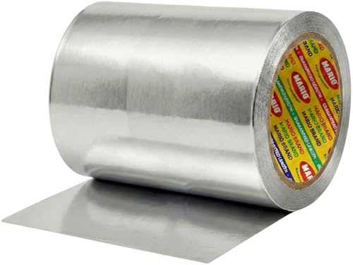 Image of Mario Aluminium Foil Tape - Silver Tape - 120mm (5 inch) Width, 20mtr Length-1 Roll - Heavy-Duty Foil Tape for Air Duct Sealing, HVAC, AC Ducting, Pipe Insulation & High-Temperature Applications