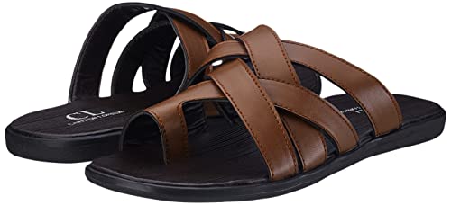 Carlton London mens Tan Men's Thong Sandals Flat Sandal