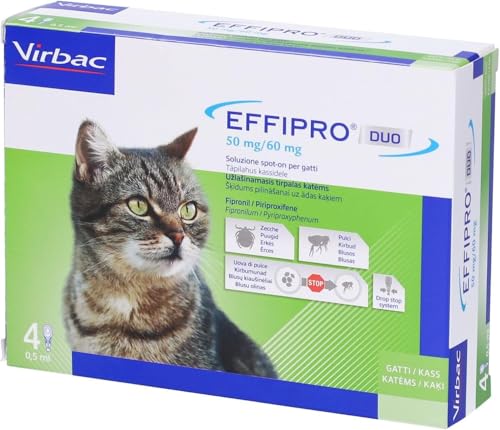 EFFIPRO DUO Gatto (1–6 kg) / 4 pipette da 0,5 ml - 2 Confezioni - 8 Pipette totali