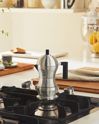 Alessi Pulcina MDL02/6BFM - Caffettiera Per Espresso Di Design, Manico E Pomolo In Pa, In Fusione Di Alluminio Per Piani A Induzione, 6 Tazze, Nero - 2