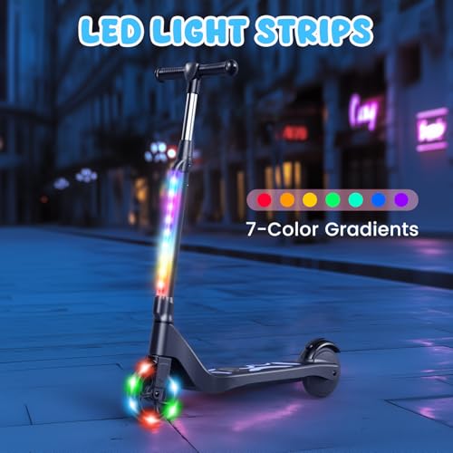 LIEAGLE Electric Scooter for Kids Ages 6-12, LED Light-Up Deck, Kids Scooters with 3 Adjustment Levels Handlebar to 36 Inches High,5.3\" Wheel UL Certificated Kick Scooter