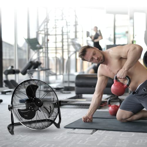 Simple Deluxe Cordless Floor Fan, 360-Degree Tilt, Battery Operated, Heavy Duty Metal Floor Fan For Industrial, Commercial, Residential, Office 12 Inch 3-Speed High Velocity Floor Fan Black #TOP7