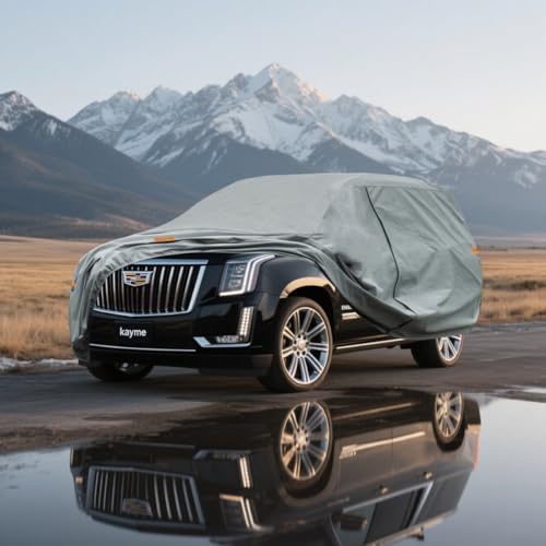 Image of Kayme Heavy Duty SUV Car Cover Custom Fit Cadillac Escalade ESV IQL IQ EXT LWB Waterproof All Weather for Automobiles, Full Exterior Covers Sun Rain UV Protection.（Deliver About 3-10 Days）