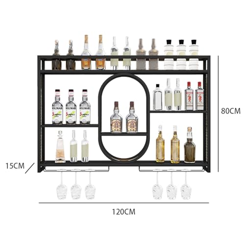 Étagère à vin murale industrielle à LED en métal pour bouteilles