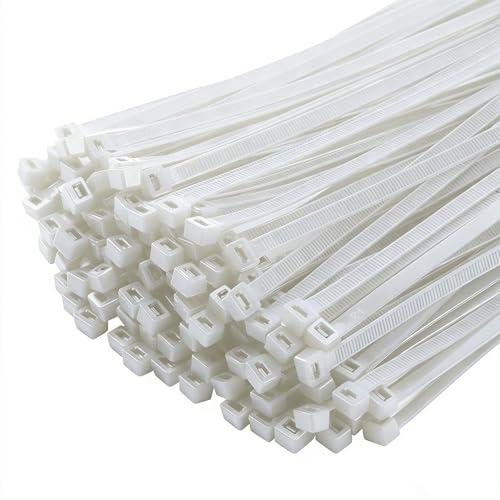 200PCS 10 inch Zip Ties 75LBS Tensile Strength Self-Locking heavy duty UV Resistant Cable Tie Wraps for indoor and outdoor use(White)
