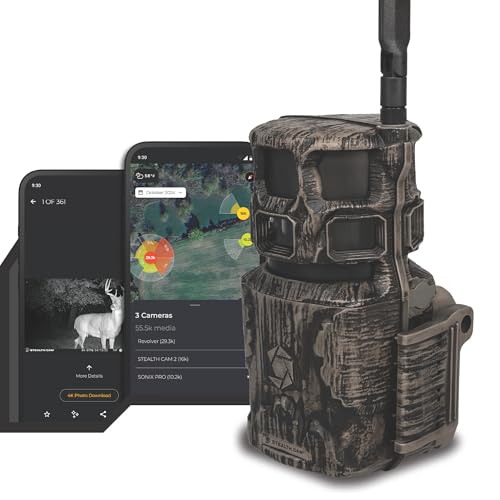 Image of Stealth Cam Revolver PRO 3.0 360 Cellular Trail Camera Indoor /Outdoor Security Camera 50MP Photos 1440P QHD Video with Audio Dual-Core AI Detection with Rack Alert PIR Zone Control 32GB Memory | 50MP Photos, 1440p Video, Dual-Core AI with Rack Alert and Pir Zone Select, 16GB Internal, 100ft Detection