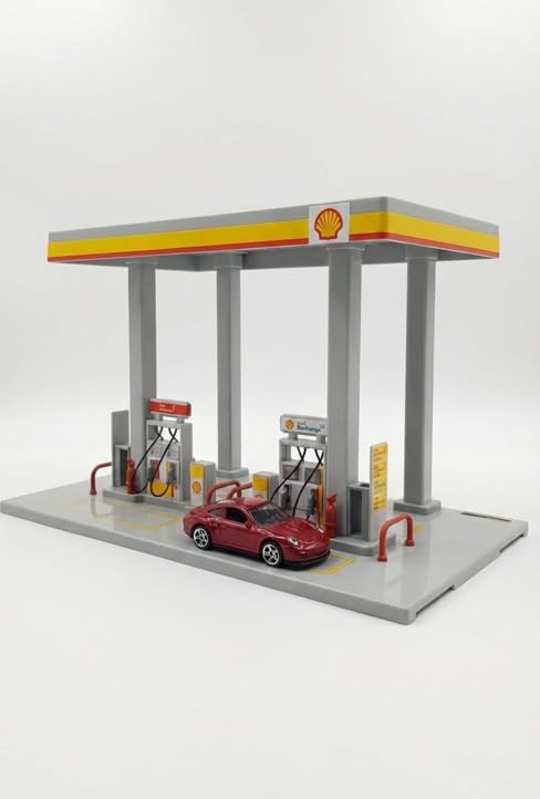 Shell Gas Station Toy Playset with Diecast Car, DIY Assembly