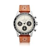 About Vintage 1960 Racing Chronograph Mens Watch, Stainless Steel, (Steel/Off White & Black, 40mm)