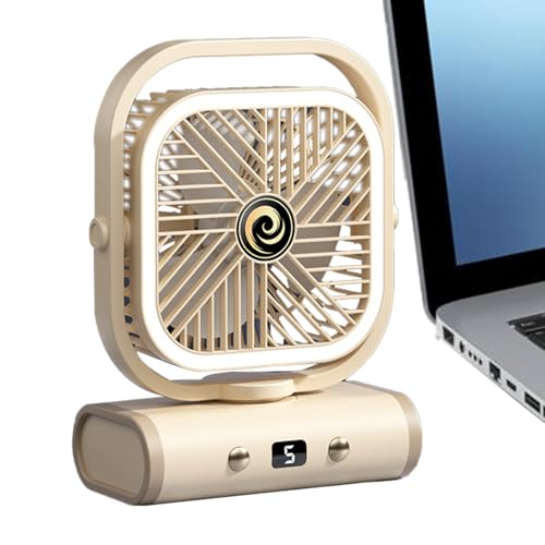 Wisylizv Ventilador de Escritorio Silencioso | Ventilador Pequeño De Mesa Para Cabecera,5 Velocidades Portátil Recargable Con Luz Nocturna Montaje En Pared Para Escritorio Hogar Oficina Apartamento