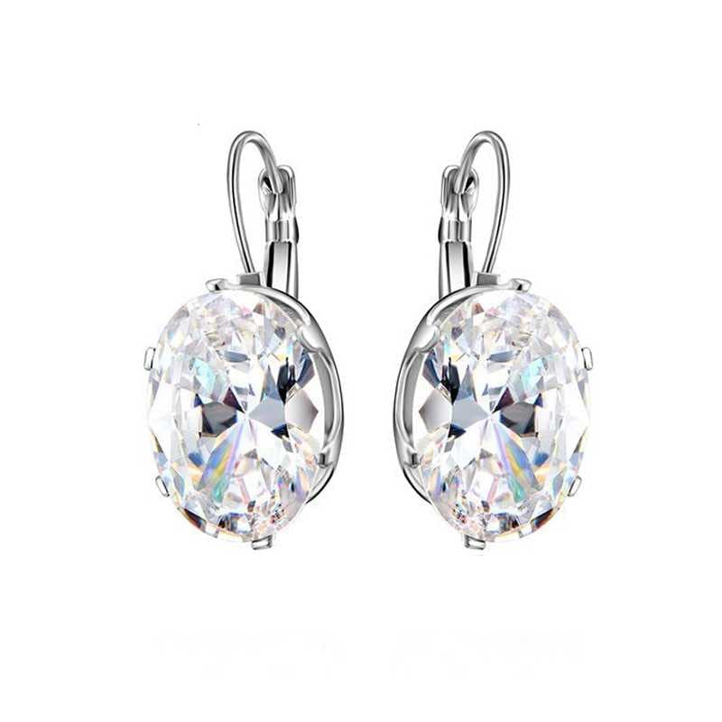 Womens Silver Plated Oval Shape Zirconia Cut Hoop Earrings, Elegant Earring Studs Trendy, Trendy Studs For Girls, Zirconia Inlaid Fashion Earring Jewellery, Earring With Hoop Closure(Clear) (B0CYSM9XFR) Amazon Price History, Amazon Price Tracker