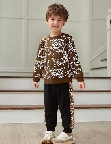Image of Toddler Boys Dinosaur Sweatshirt and Jogger Pants Outfit Set, Ages 2-10