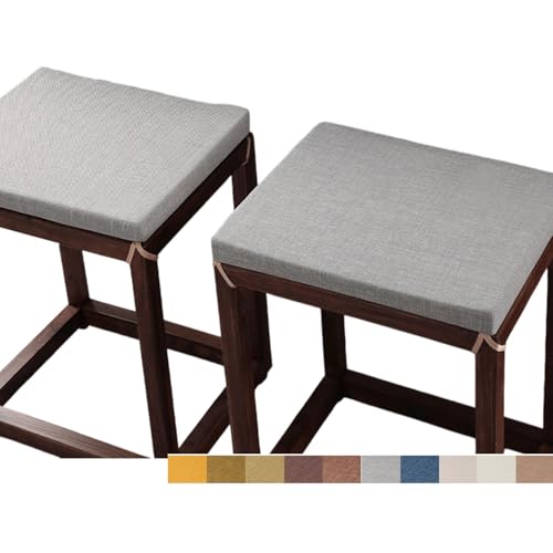 Image of uyeoco Set of 2 Stool Cushions - 45x45cm/40x35cm Square Non-Slip Seat Cushion Pads with Ties and Washable Cover for Dining/Kitchen/Bistro/Office/Bar Stools & Chairs(Light gray,45x35x5cm)