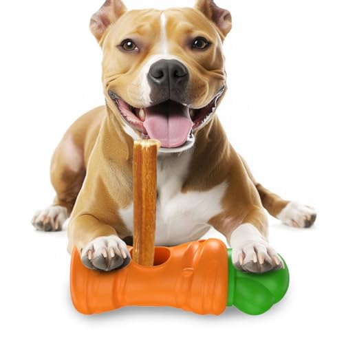 GLNHUR Bully Stick Holder for Dogs Yak Treat Chew Holder Prevent Choking Safety Device for Pups Small Medium Large Dogs - (Carrot Style-7in)