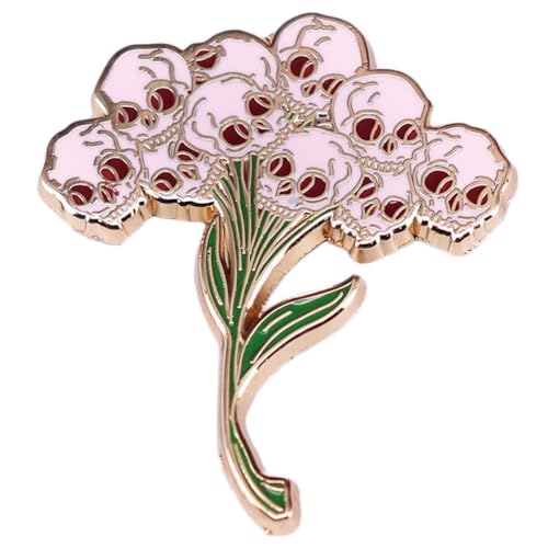 Image of Skull Flower Brooch - Punk Style Enamel Collar Pin Badge Set - Colorful Accessories for Clothing, Backpack - Halloween Decorative Funny Badge Gift for Men Women