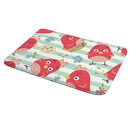 Tapis de bain antidérapant bleu velours Ruchen oiseaux 91x61 cm - 5
