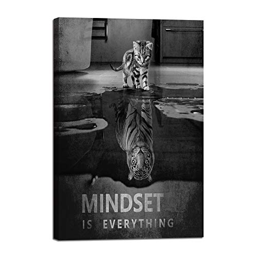 Inspiration Wall Art Posters Small Cat Pictures Big Tiger Canvas Painting Mindset is