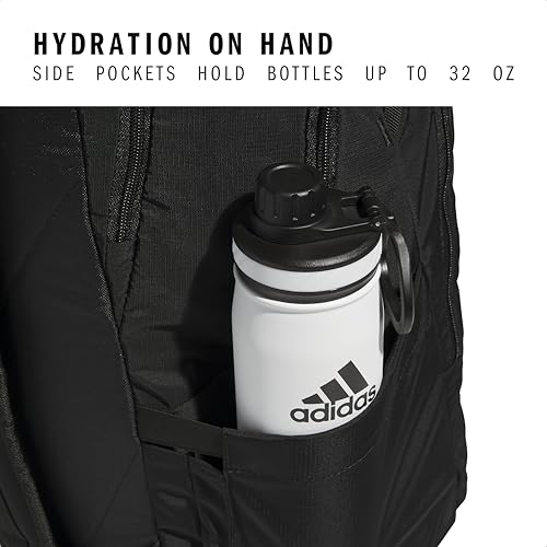 adidas Defender 5 Team Sports Backpack (33L) Durable Large Athletic Gym Laptop Travel Bag, Black/Black, One Size4