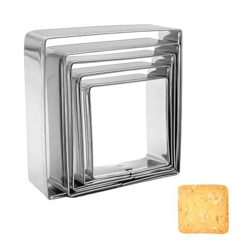 Small Square Cookie Cutter Set - 5-Piece : 2.55”, 2.16”, 1.96”, 1.77”, 1.37”. Stainless Steel Biscuit & Pastry Molds. Durable, Rust-Resistant & Easy to Clean. by ENBRWAS.