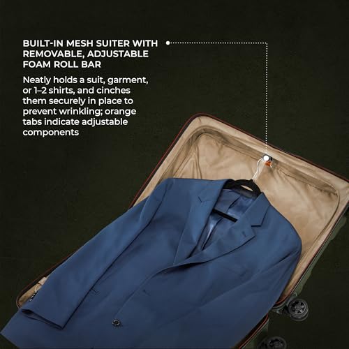 Image of Briggs & Riley 27 inch Medium Spinner - Checked Luggage for Travel, Suitcases with Wheels, Hardside Rolling Bag for Men & Women, Self-Repairing Zipper - Torq Collection, Hunter Green